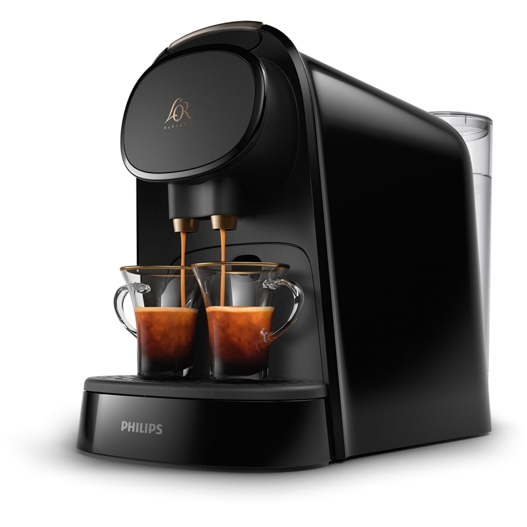 Machine à Café à Capsules L'OR Barista - Double Shot, Détection Capsules, 19 Bars, Noir/Levier Gris, LM8012/66