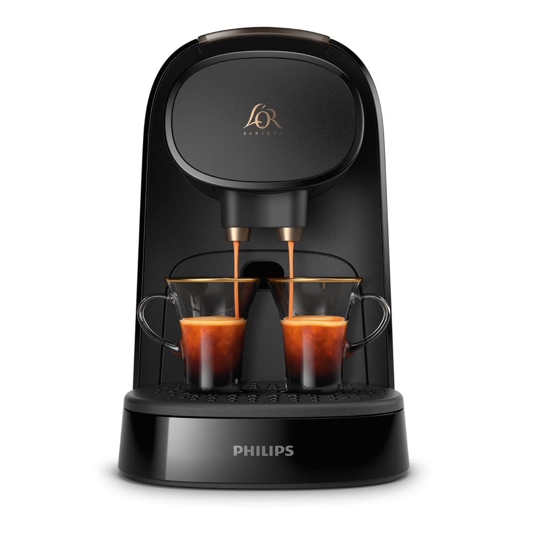 Machine à Café à Capsules L'OR Barista - Double Shot, Détection Capsules, 19 Bars, Noir/Levier Gris, LM8012/66