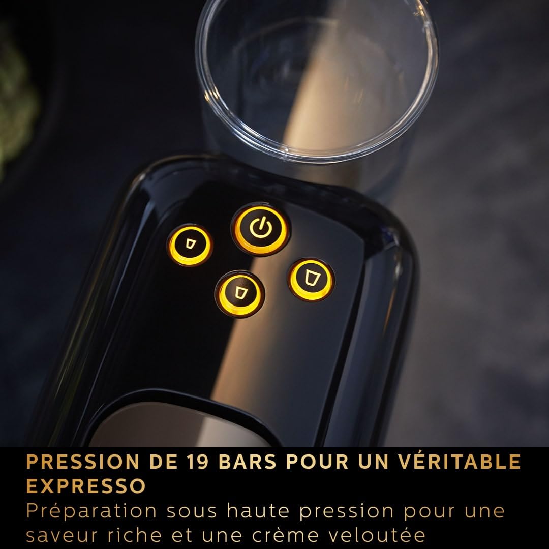 Machine à Café à Capsules L'OR Barista - Double Shot, Détection Capsules, 19 Bars, Noir/Levier Gris, LM8012/66