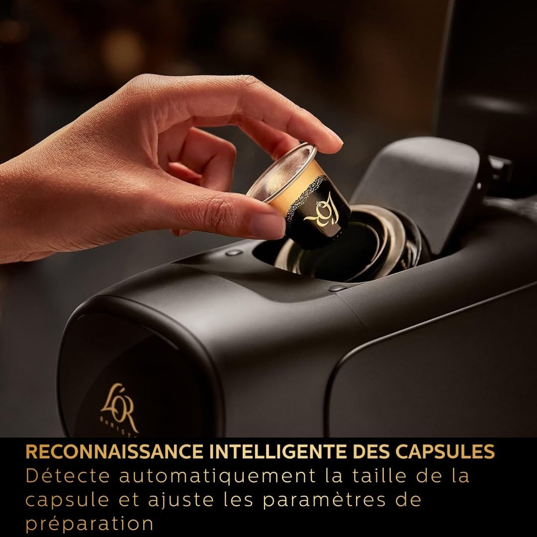 L'OR Barista Machine à Café à Capsules - Système Double Dose, 19 Bars, Piano Noir LM9012/66