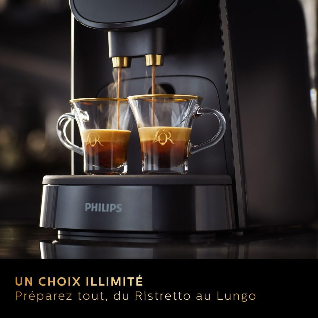 Machine à Café à Capsules L'OR Barista - Double Shot, Détection Capsules, 19 Bars, Noir/Levier Gris, LM8012/66