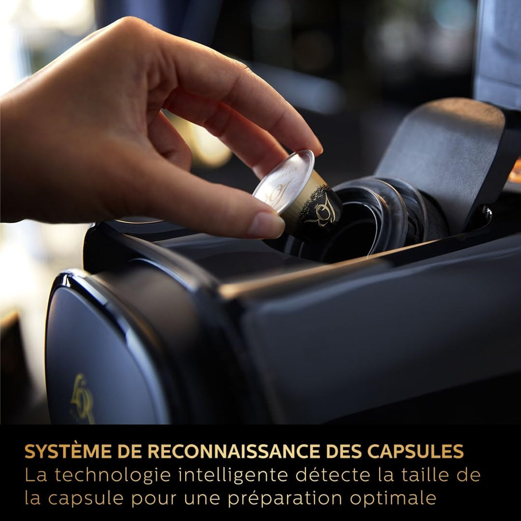 Machine à Café à Capsules L'OR Barista - Double Shot, Détection Capsules, 19 Bars, Noir/Levier Gris, LM8012/66