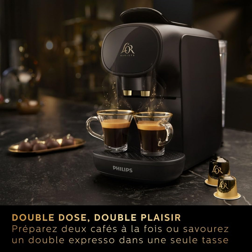 L'OR Barista Machine à Café à Capsules - Système Double Dose, 19 Bars, Piano Noir LM9012/66
