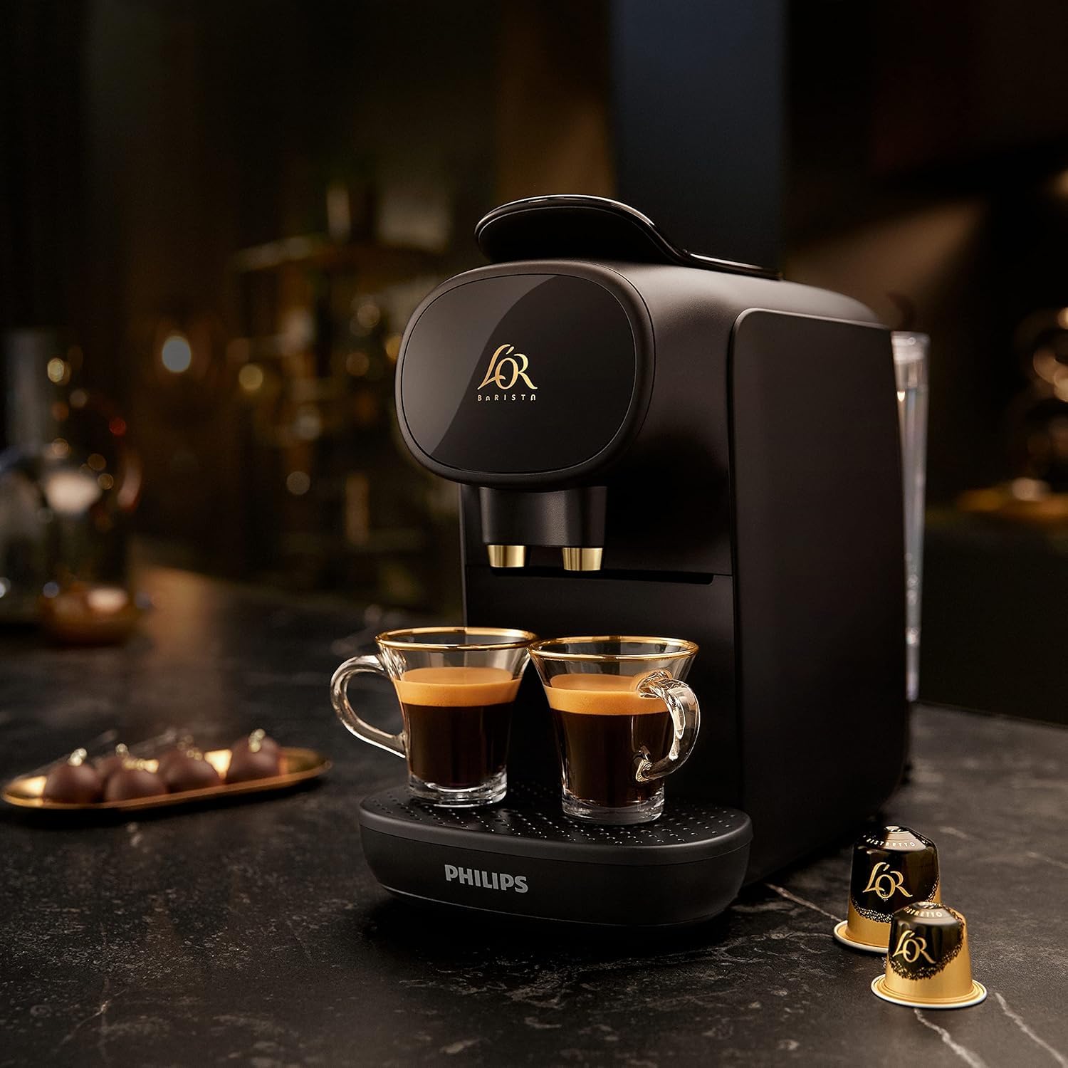 L'Or Barista Cafetière à capsules Sublime - machine à café à 19 bars, Noir LM9012/60